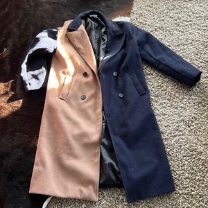 NAVY & TAN DOUBLE BREASTED PEA COAT SZ MEDIUM EXCELLENT COND.